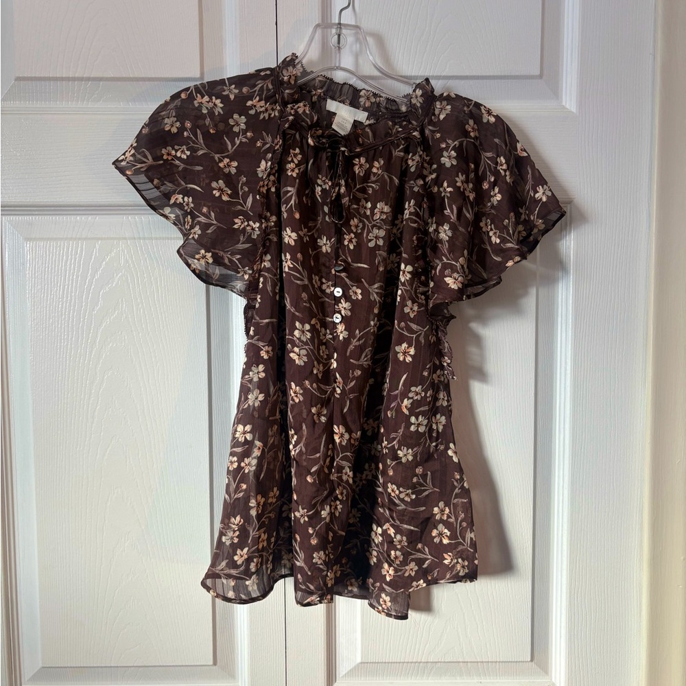WOMENS H&M size 2 flowy floral blouse